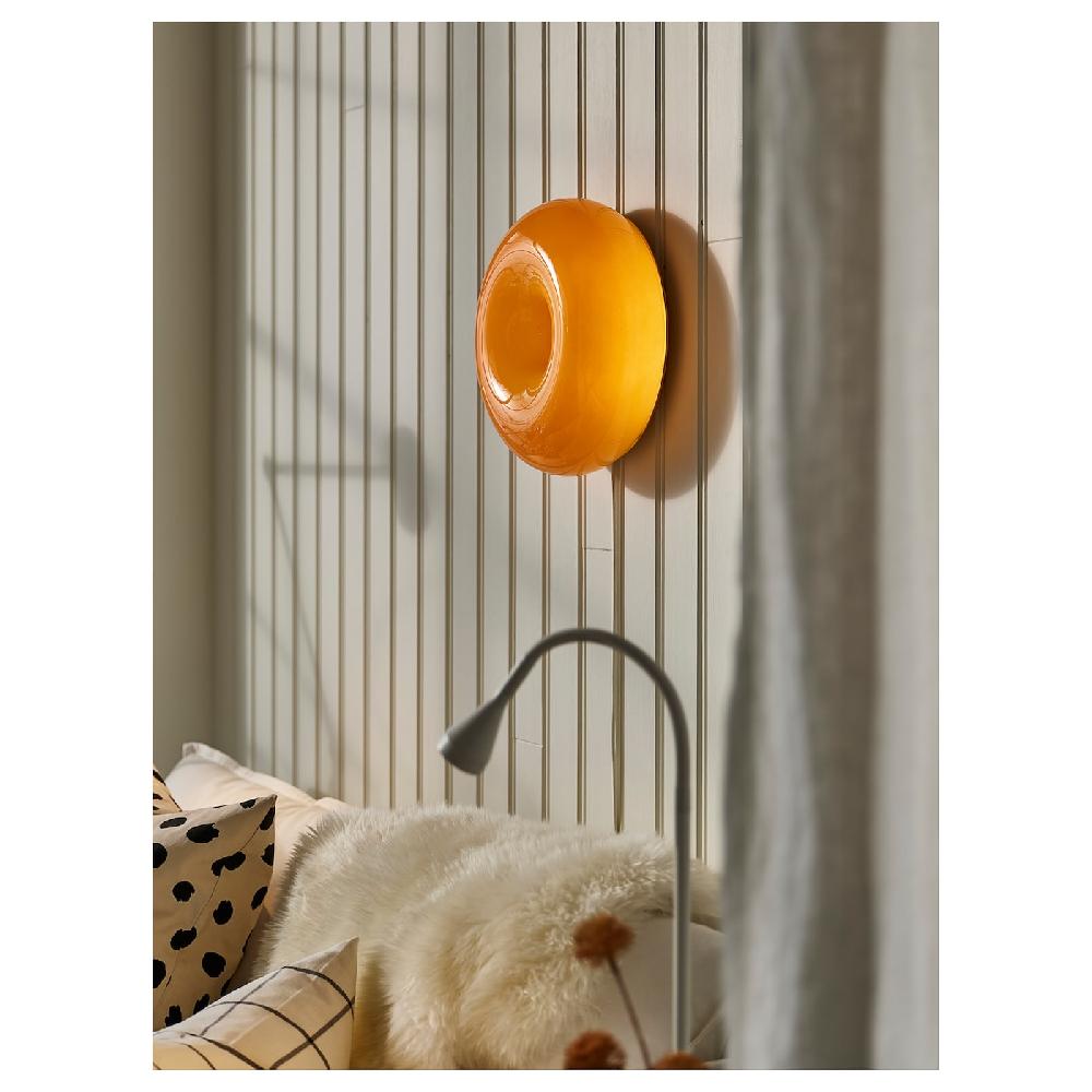 IKEA VARMBLIXT Tisch-/Wandleuchte LED orange Glas/rund 30 cm Neueste Stile