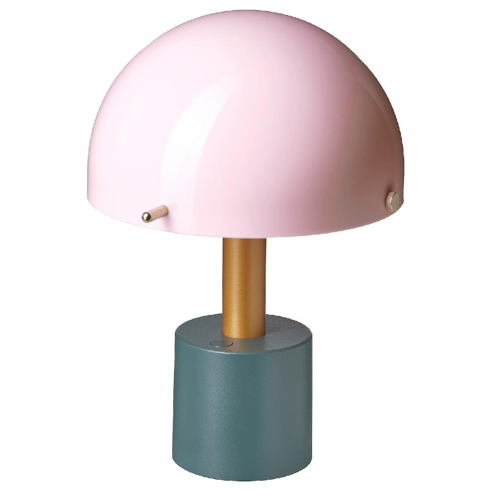 IKEA NÖDMAST Leuchte tragbar + battbetr. LED hellrosa/dunkel graugrün 26 cm