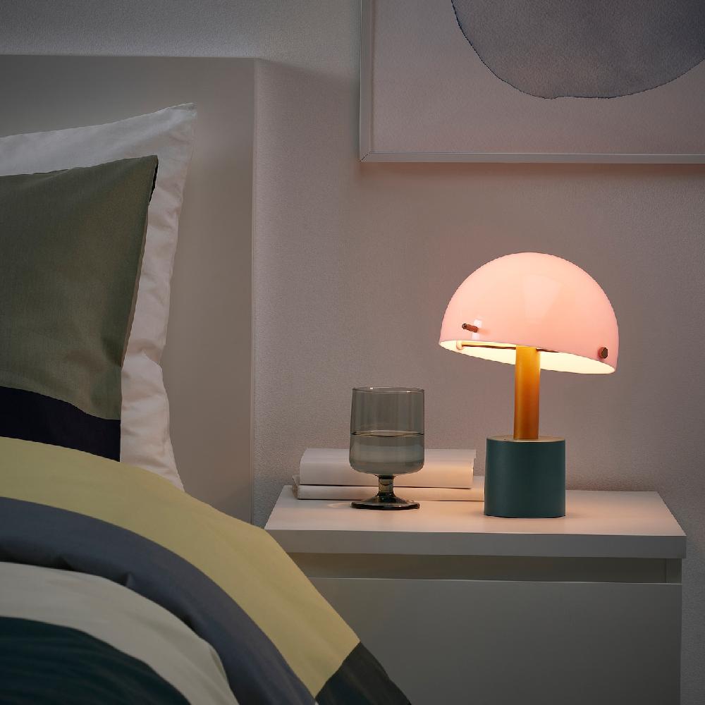 IKEA NÖDMAST Leuchte tragbar + battbetr. LED hellrosa/dunkel graugrün 26 cm Discount Store für neue Produkte