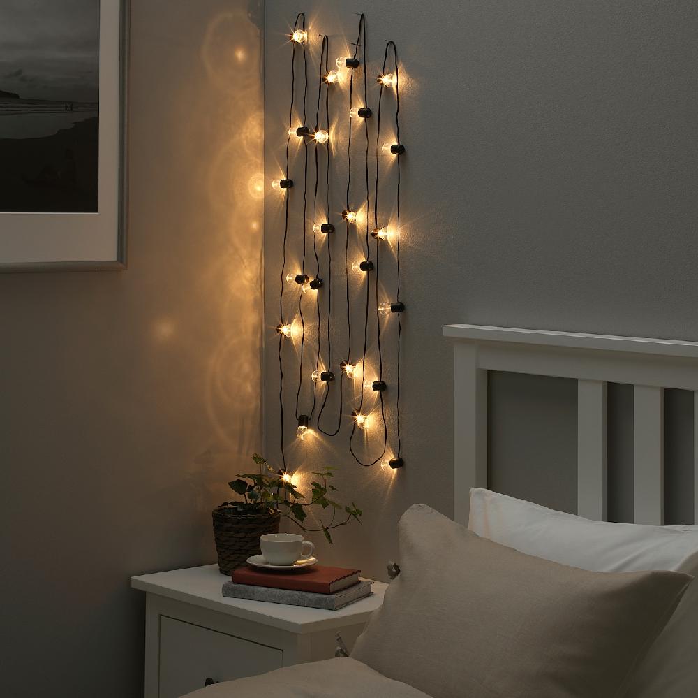 IKEA BLÖTSNÖ Lichterkette (24) LED innen schwarz 2025