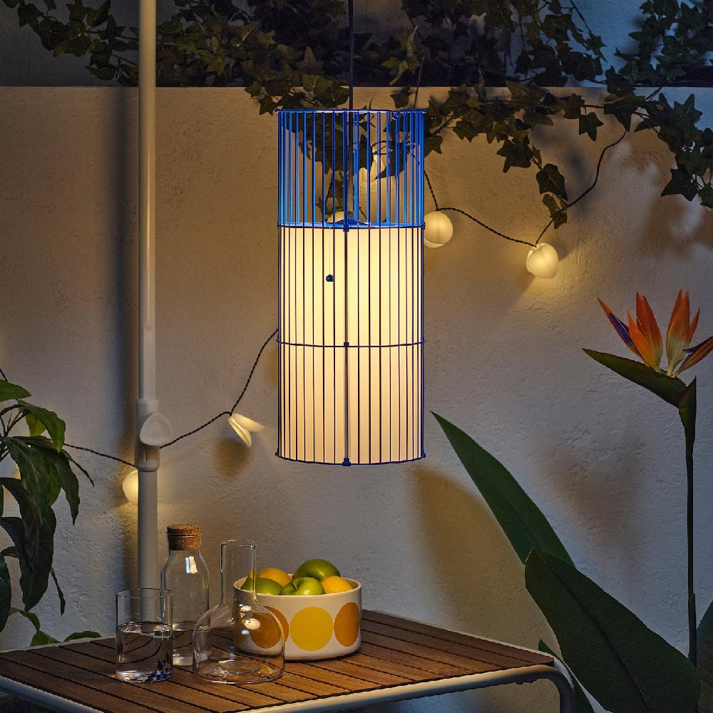 IKEA SOLVINDEN Hängeleuchte blau 48 cm im Angebot