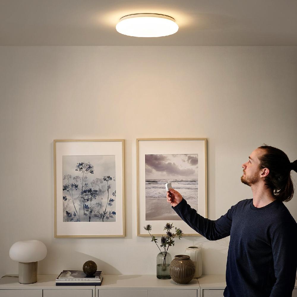 IKEA STOFTMOLN Decken-/Wandleuchte LED smart kabellos dimmbar/behagliches Warmweiß weiß 37 cm Fabrikpreis