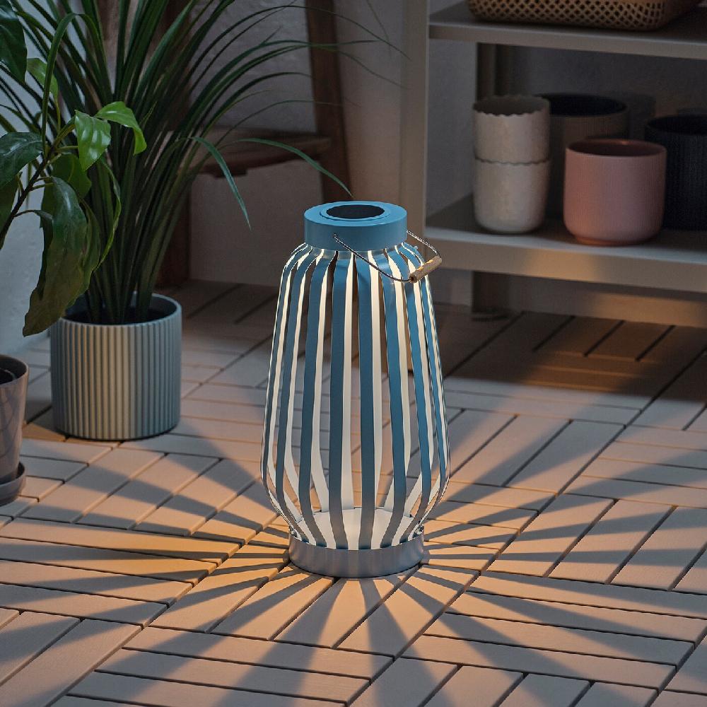 IKEA SOLVINDEN Solarstandleuchte. LED blau/Streifen 42 cm Preisnachlass