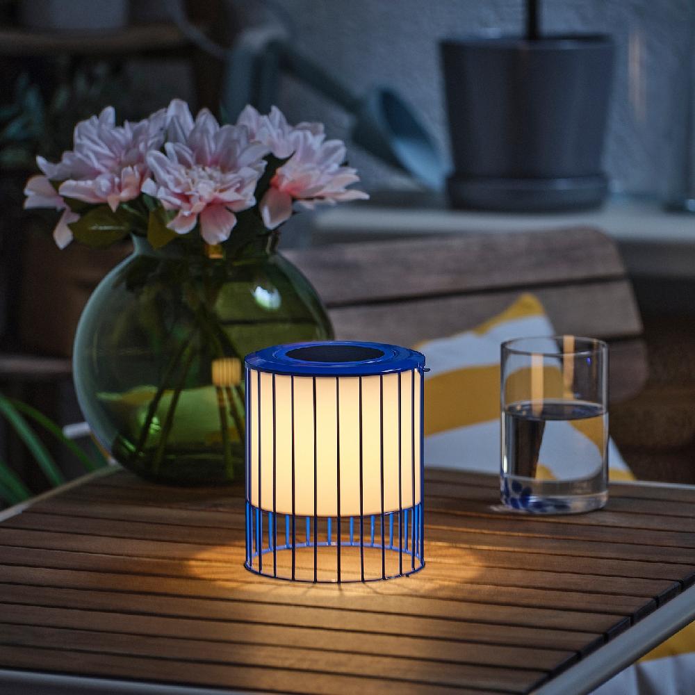 IKEA SOLVINDEN Tischleuchte solarbetrieben/blau 15 cm Osterangebot