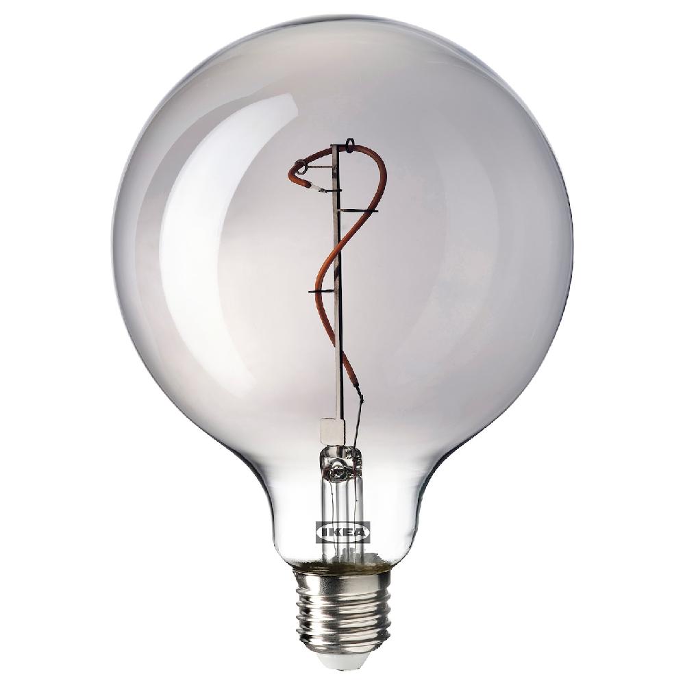 IKEA MOLNART LED-Leuchtmittel E27 140 lm rund Klarglas grau 125 mm