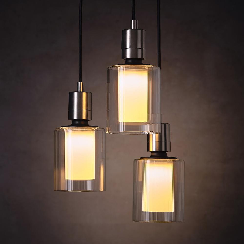IKEA MOLNART LED-Leuchtmittel E27 150 lm Zylinder Glas/gestreift 110 mm Kostenlose Rückgabe