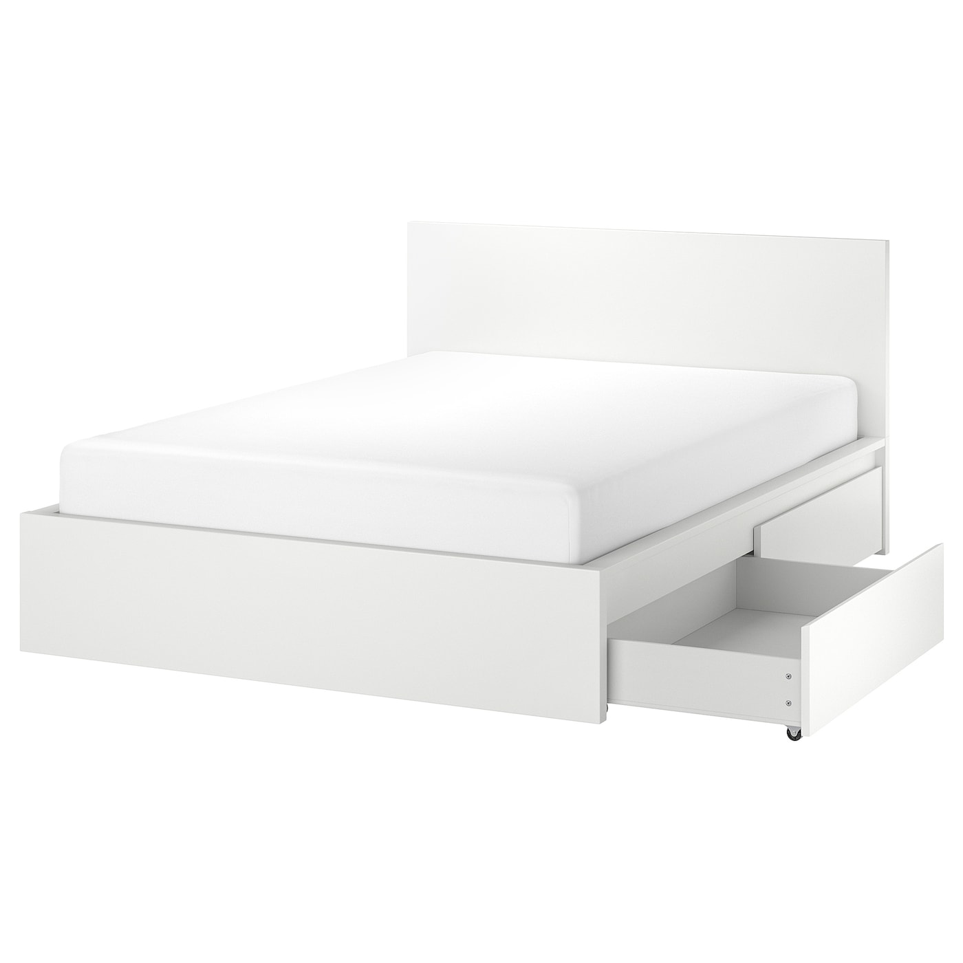 IKEA MALM Bettgestell hoch mit 2 Schubkästen weiß 140x200 cm