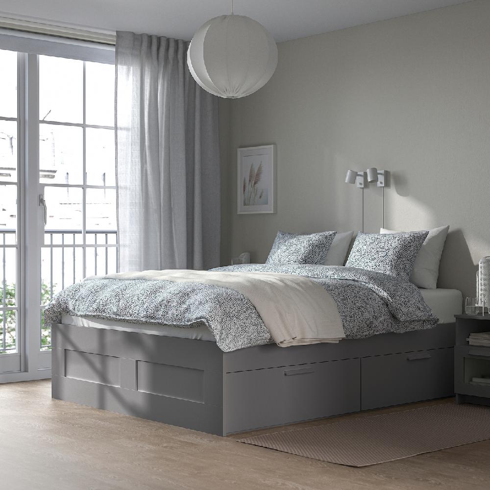 IKEA BRIMNES Bettgestell mit Schubladen grau 140x200 cm Super Rabatt