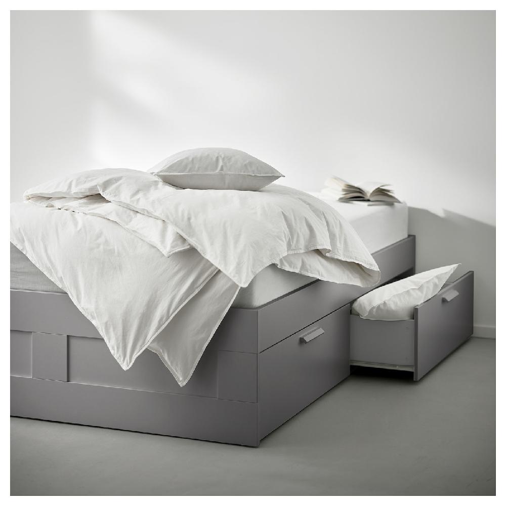 IKEA BRIMNES Bettgestell mit Schubladen grau 140x200 cm Super Rabatt