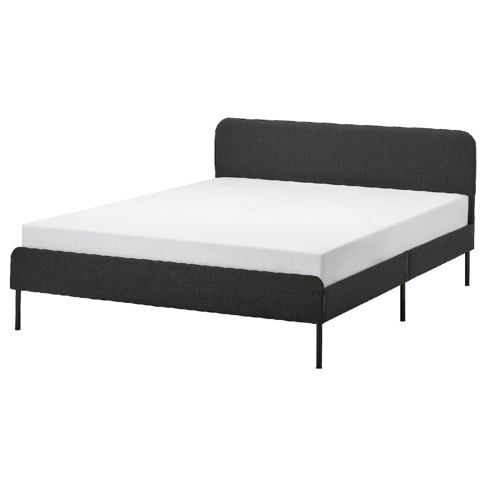 IKEA SLATTUM Bettgestell gepolstert Vissle dunkelgrau 140x200 cm