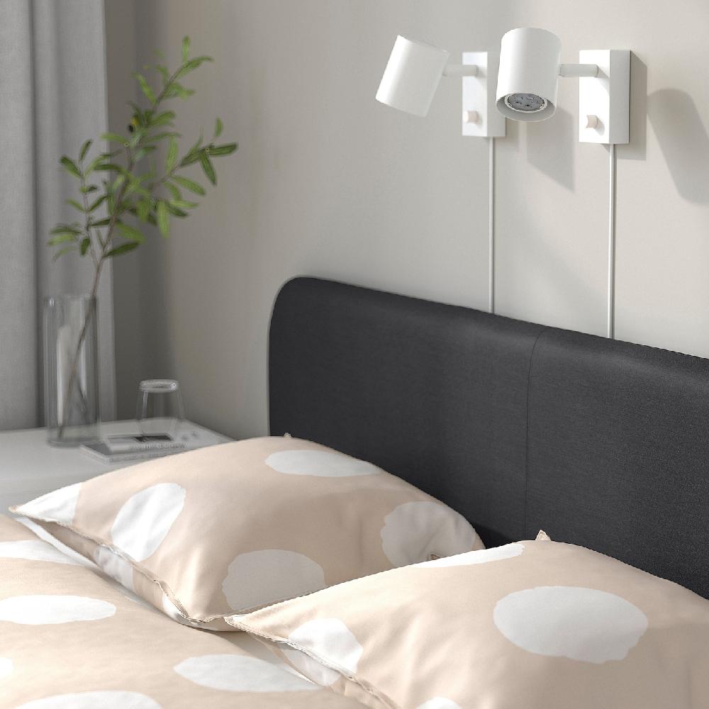 IKEA SLATTUM Bettgestell gepolstert Vissle dunkelgrau 140x200 cm 50% Rabatt mit kostenlosem Versand
