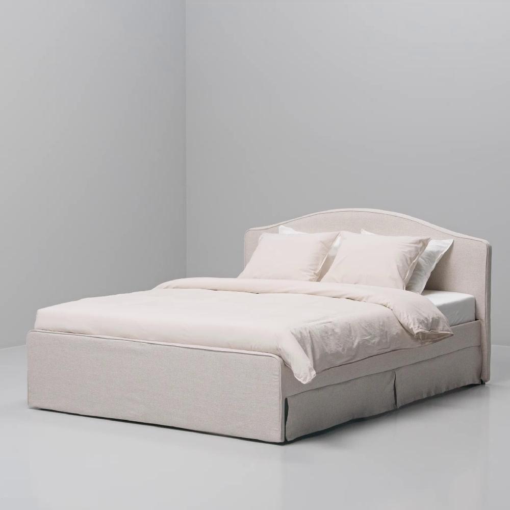 IKEA RAMNEFJÄLL Bettgestell gepolstert Kilanda hellbeige/Luröy 140x200 cm Clearance-Verkauf