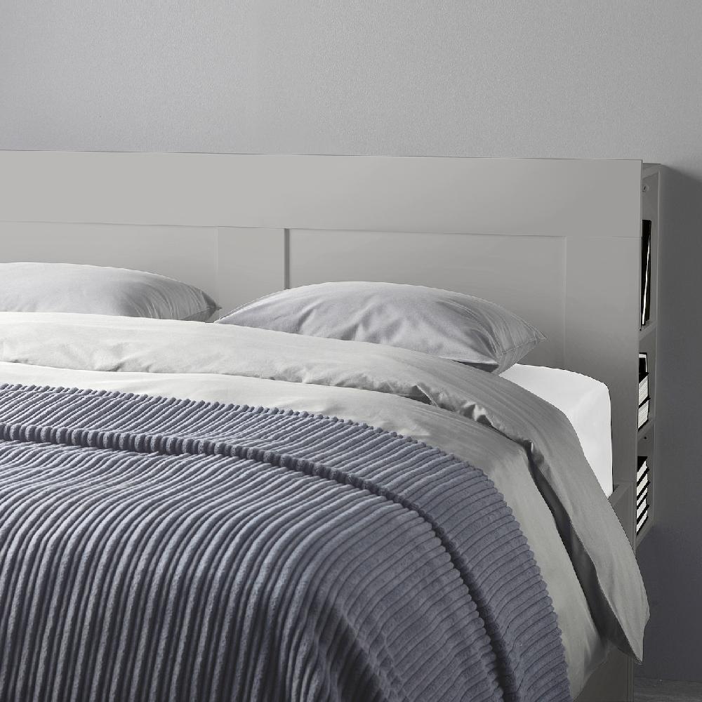IKEA BRIMNES Bettgestell Kopfteil und Schublade grau 140x200 cm Kostenloser Versand international