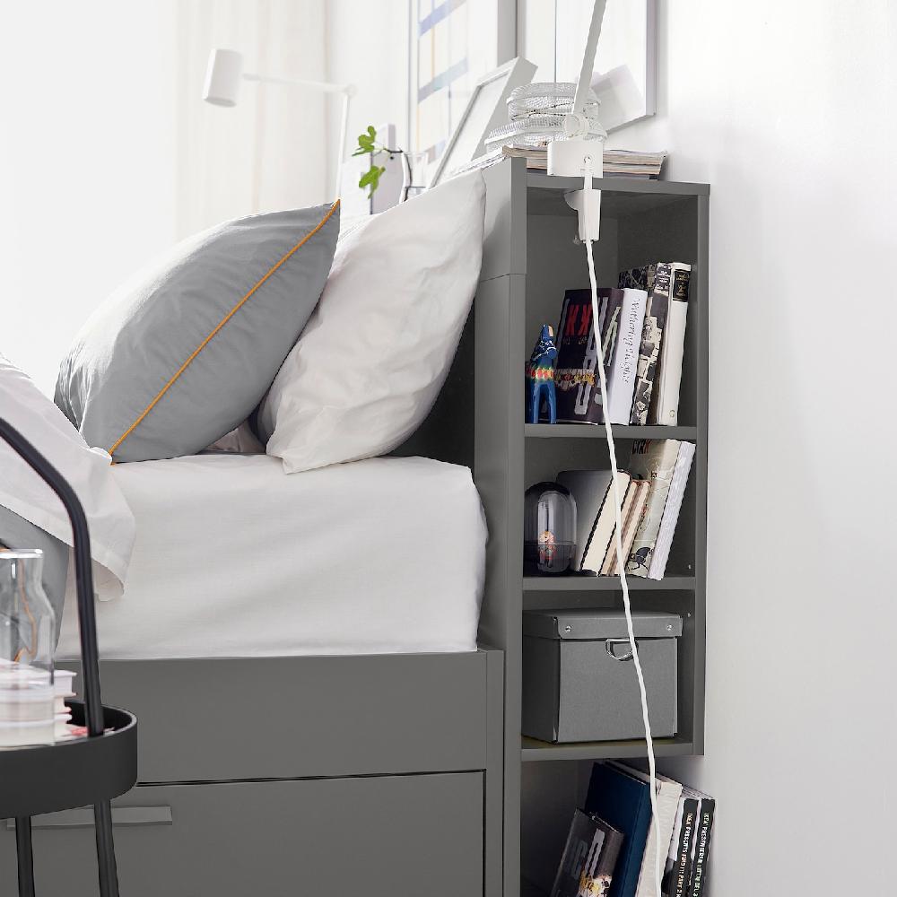 IKEA BRIMNES Bettgestell Kopfteil und Schublade grau 140x200 cm Kostenloser Versand international