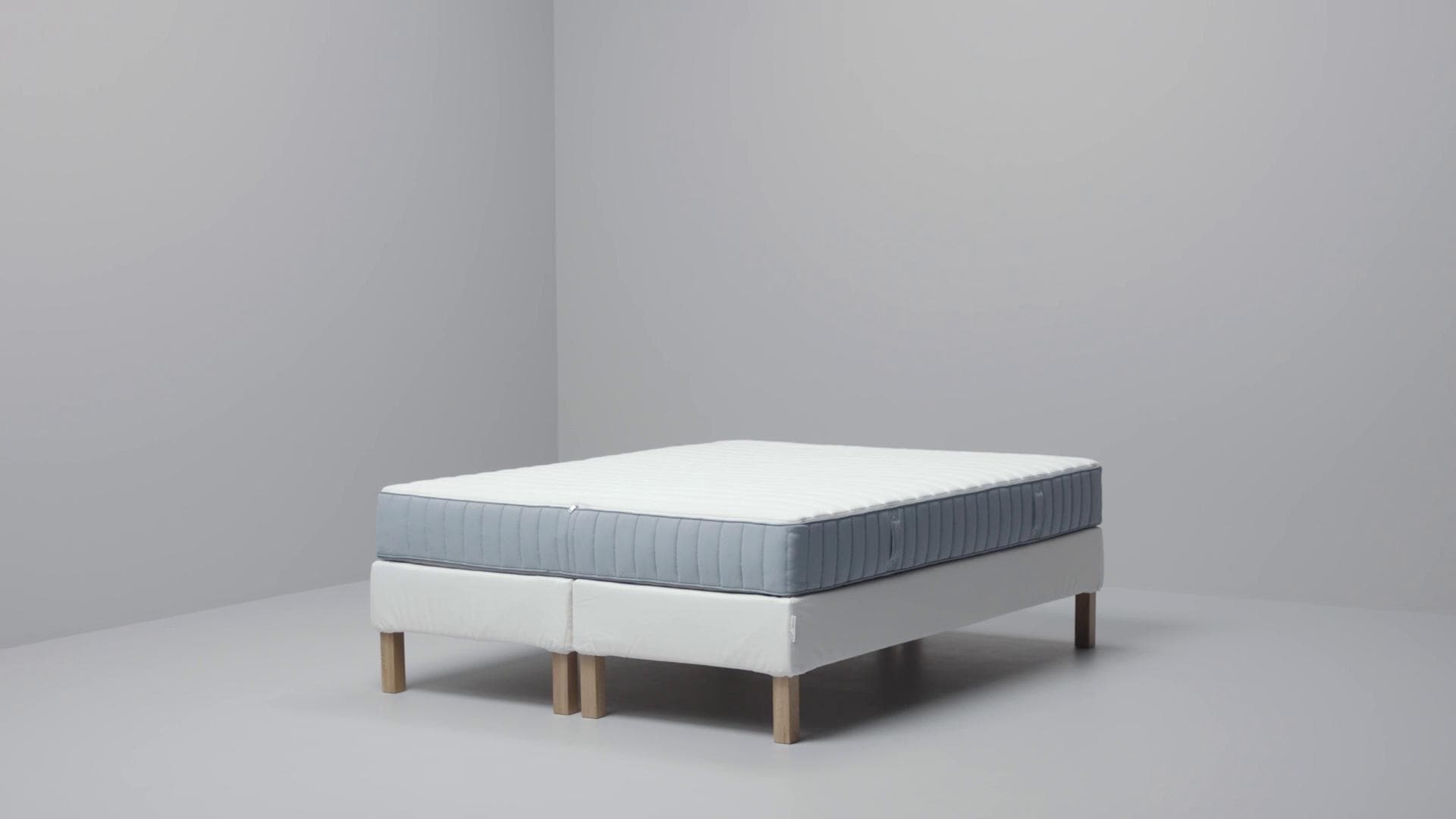 IKEA VALEVÅG Taschenfederkernmatratze fest/Überzug waschbar hellblau 140x200 cm Schlussverkauf