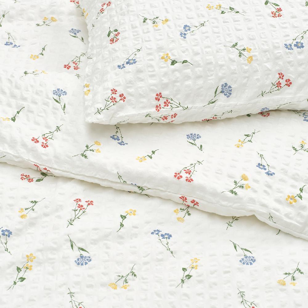 IKEA PILDVÄRGMAL Bettwäsche-Set 2-teilig weiß/Blumenmuster 140x200/80x80 cm Günstiger Verkauf