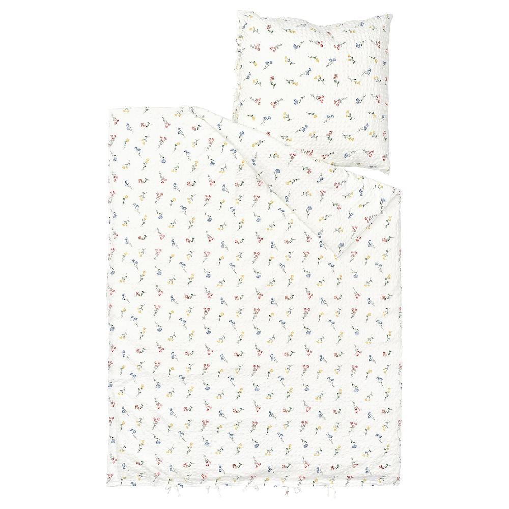 IKEA PILDVÄRGMAL Bettwäsche-Set 2-teilig weiß/Blumenmuster 140x200/80x80 cm Günstiger Verkauf