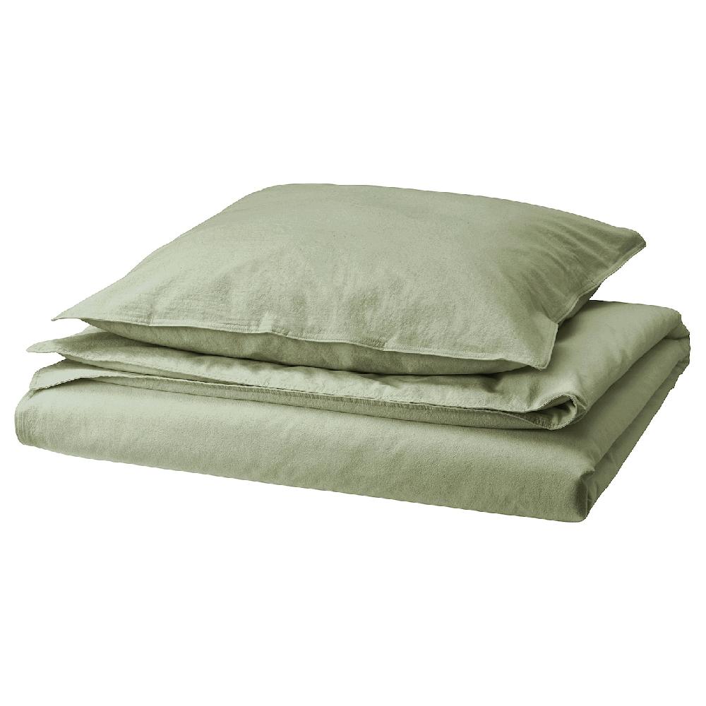 IKEA ÄNGSLILJA Bettwäsche-Set 2-teilig graugrün 140x200/80x80 cm