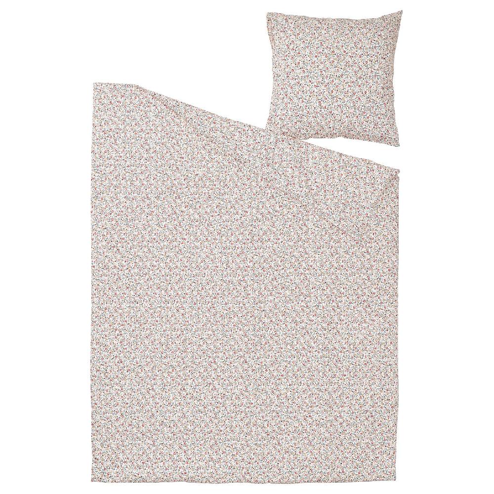 IKEA GULLNATTLJUS Bettwäsche-Set 2-teilig weiß/Blumenmuster 155x220/80x80 cm Blitzverkäufe