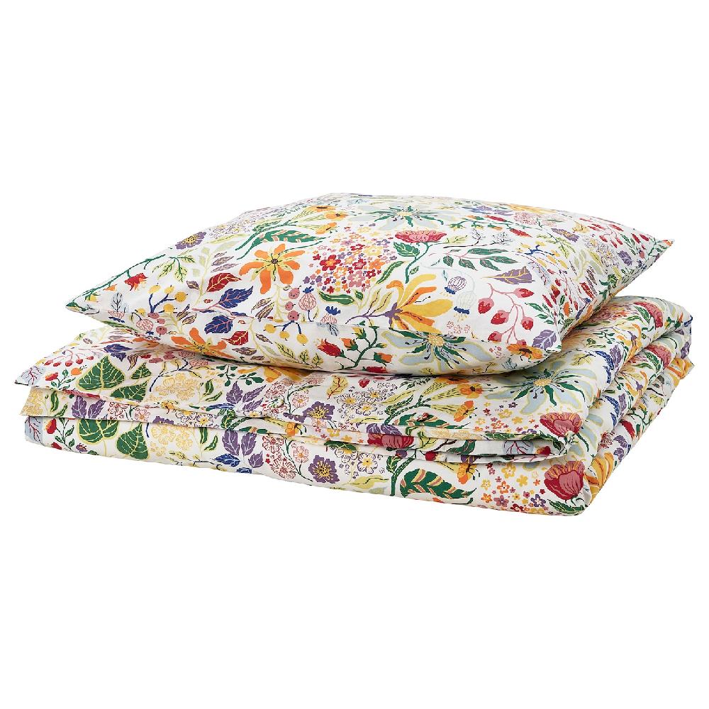 IKEA STRANDLUMMER Bettwäsche-Set 2-teilig bunt/Blumenmuster 140x200/80x80 cm