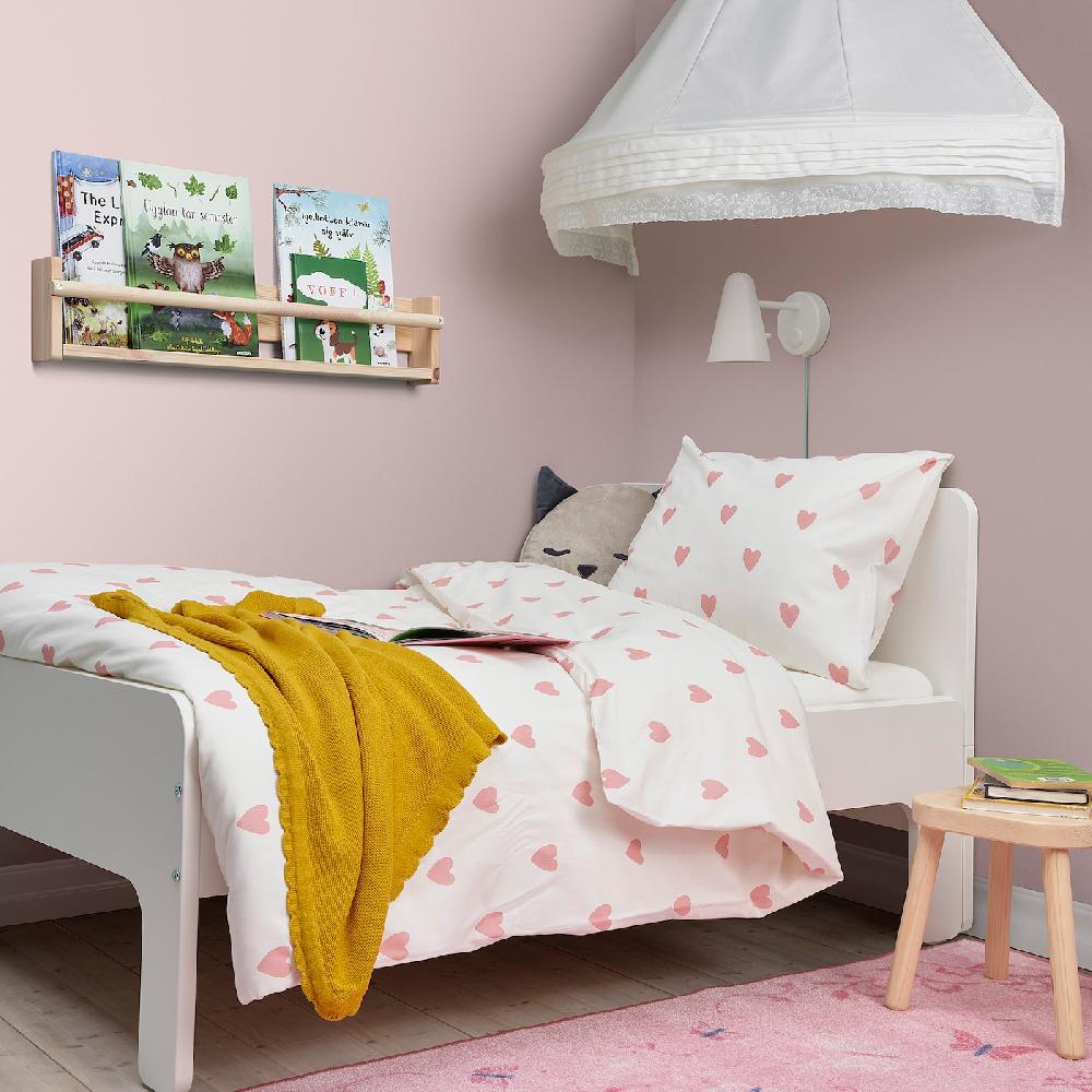 IKEA BARNDRÖM Bettwäsche-Set 2-teilig Herzmuster weiß/rosa 140x200/80x80 cm Fabrikpreis