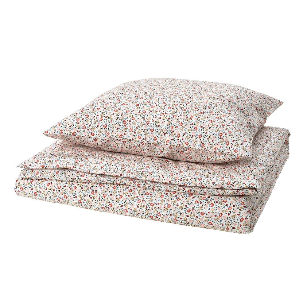IKEA GULLNATTLJUS Bettwäsche-Set 2-teilig weiß/Blumenmuster 140x200/80x80 cm