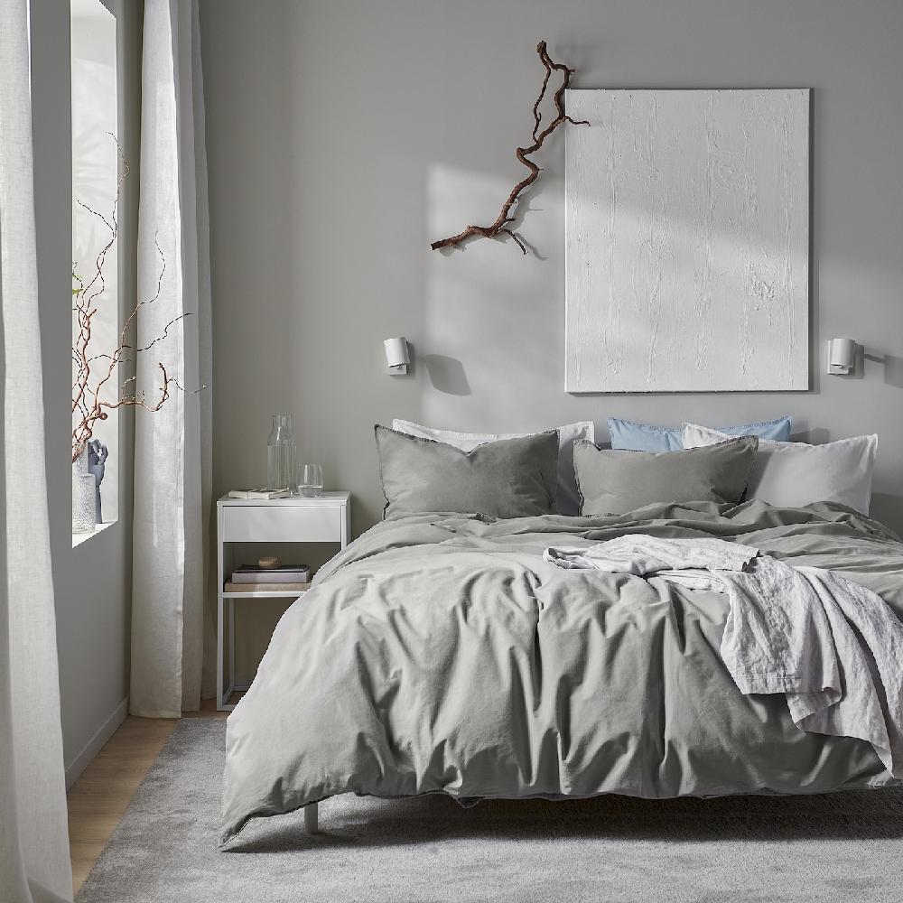 IKEA ÄNGSLILJA Bettwäsche-Set 2-teilig grau 140x200/80x80 cm Günstig kaufen