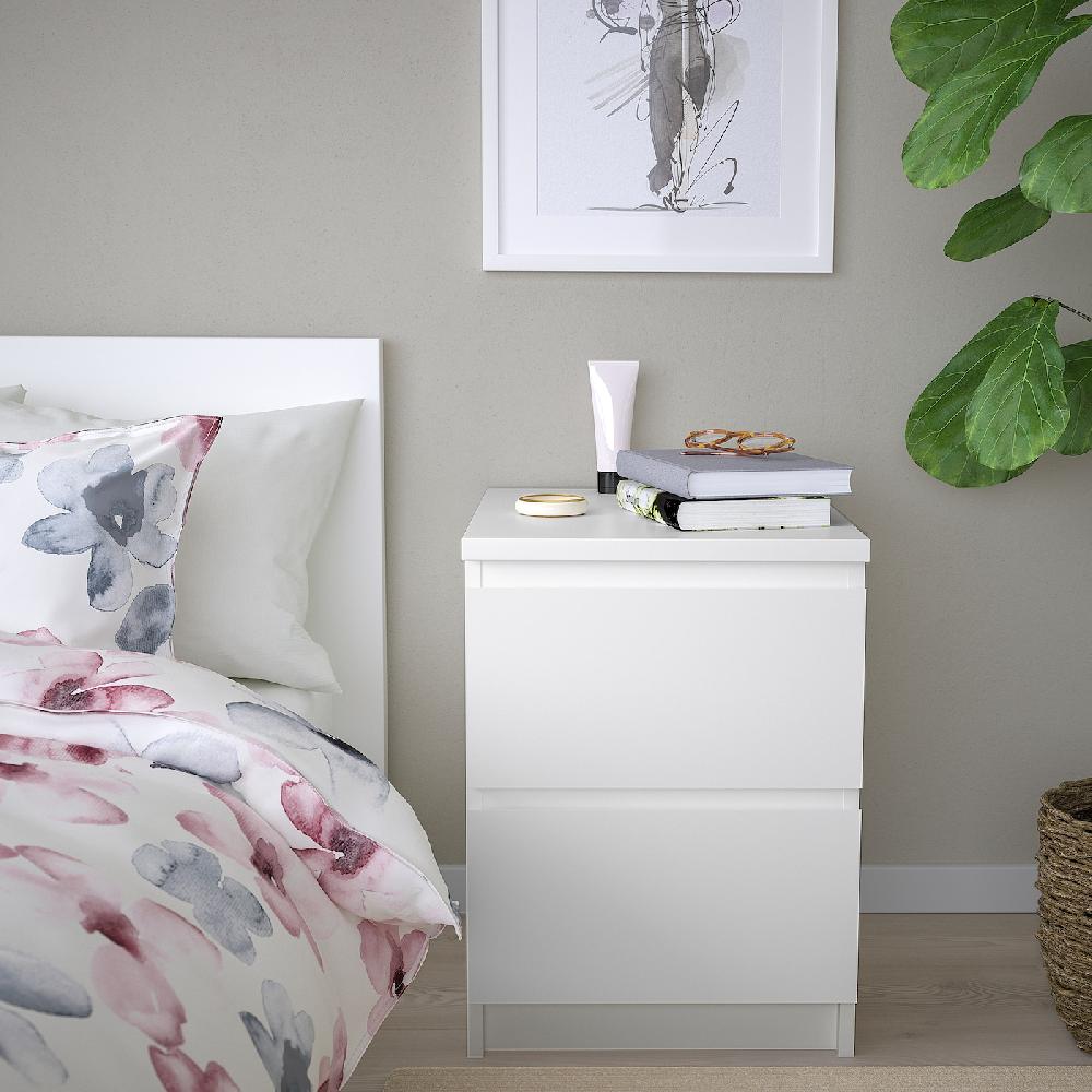 IKEA MALM Kommode mit 2 Schubladen weiß 40x55 cm Großer Ausverkauf
