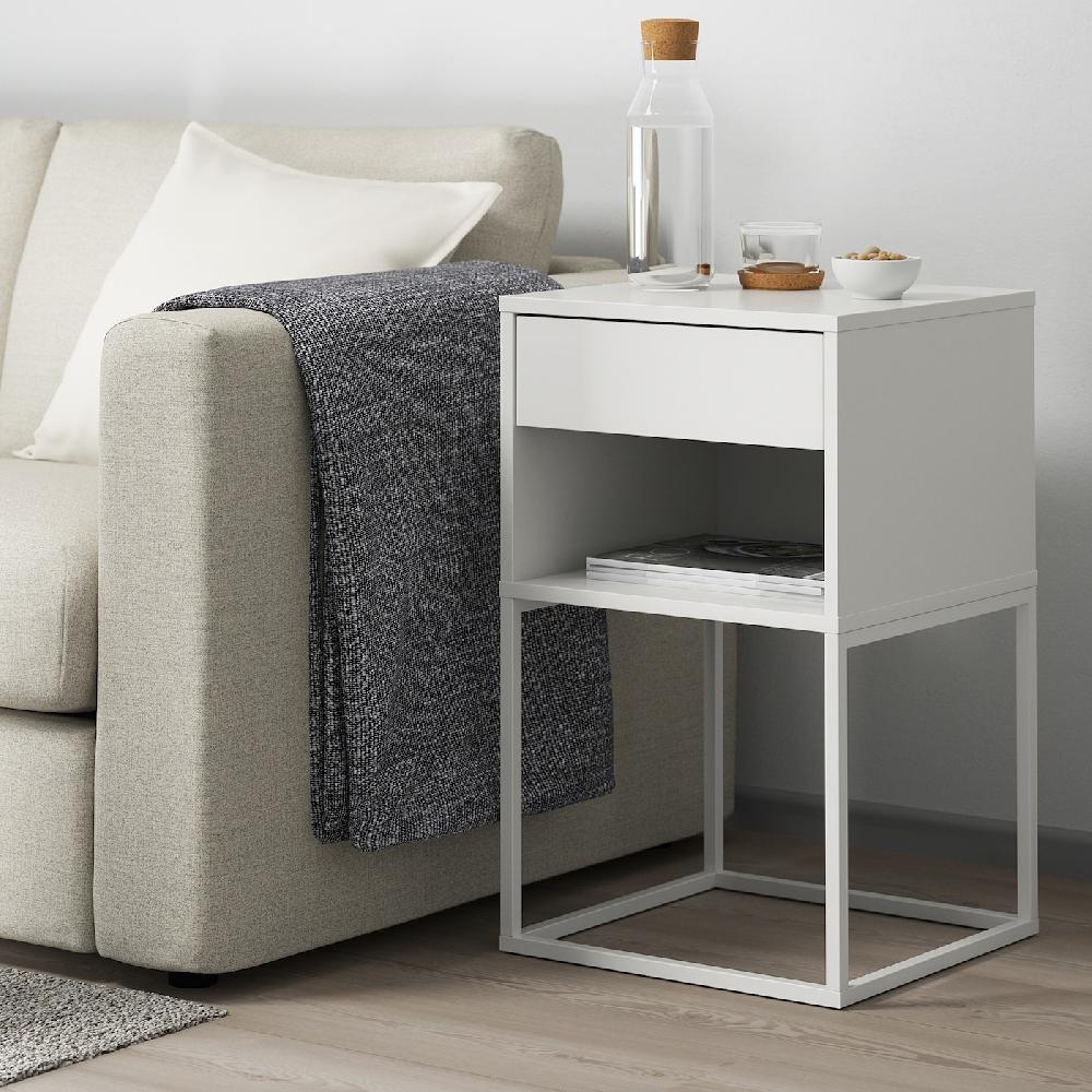 IKEA VIKHAMMER Ablagetisch weiß 40x39 cm Saisonschlussverkauf