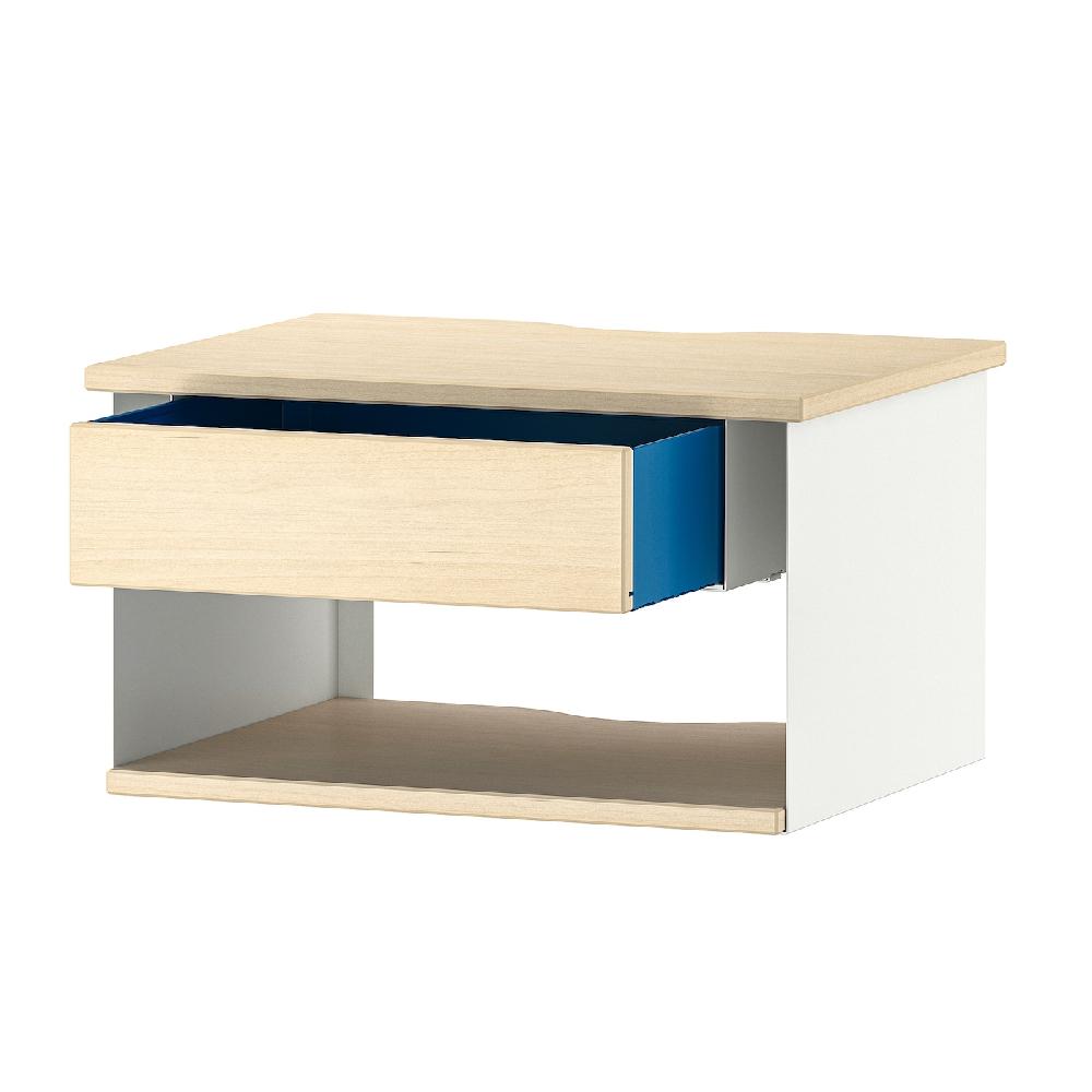 IKEA STOMSÖ Ablagetisch zur Wandmontage Birkenachbildung weiß/blau 36x29x20 cm