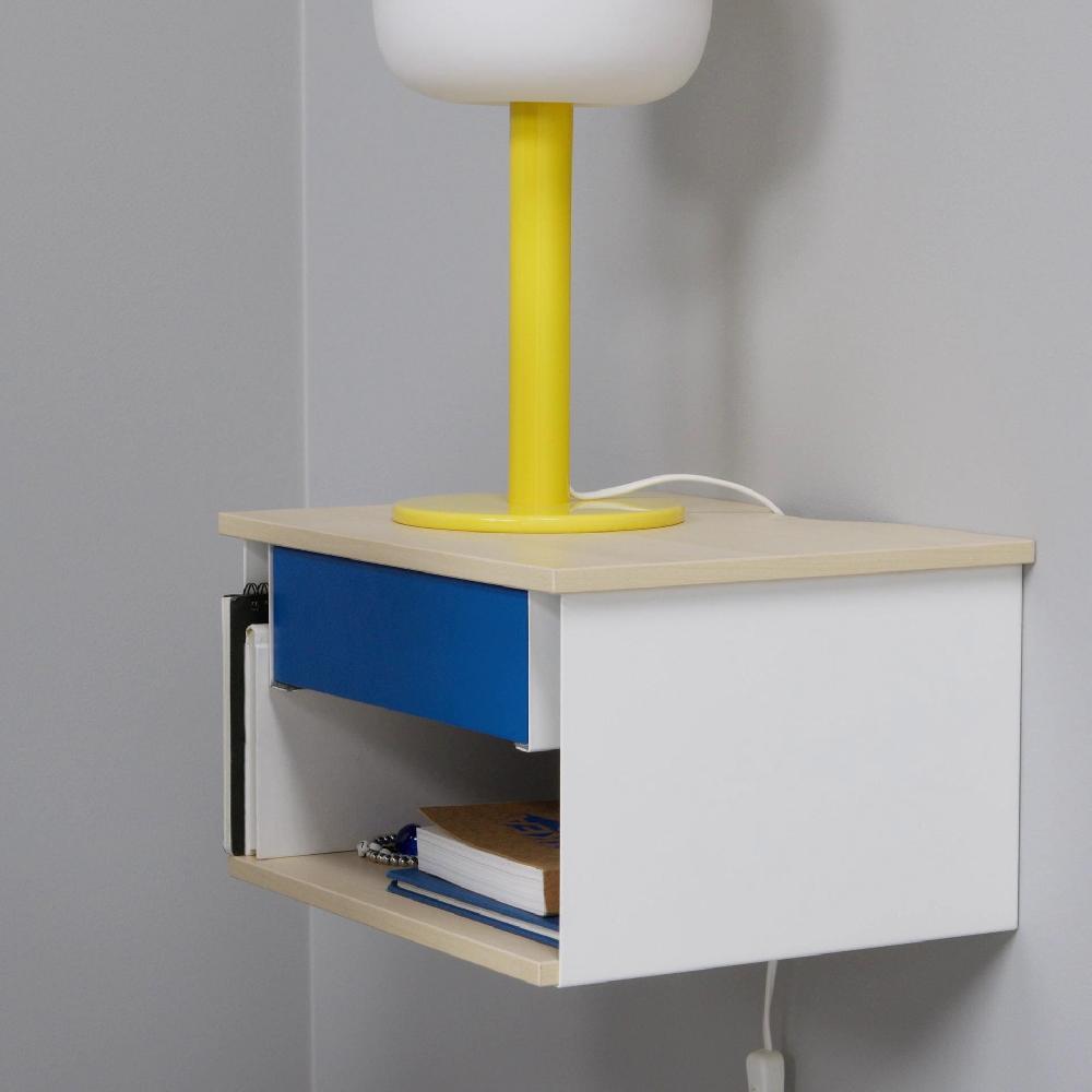 IKEA STOMSÖ Ablagetisch zur Wandmontage Birkenachbildung weiß/blau 36x29x20 cm Weihnachtsangebot