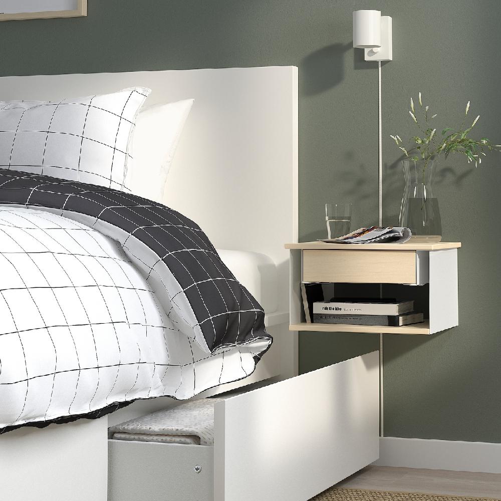 IKEA STOMSÖ Ablagetisch zur Wandmontage Birkenachbildung weiß/blau 36x29x20 cm Weihnachtsangebot