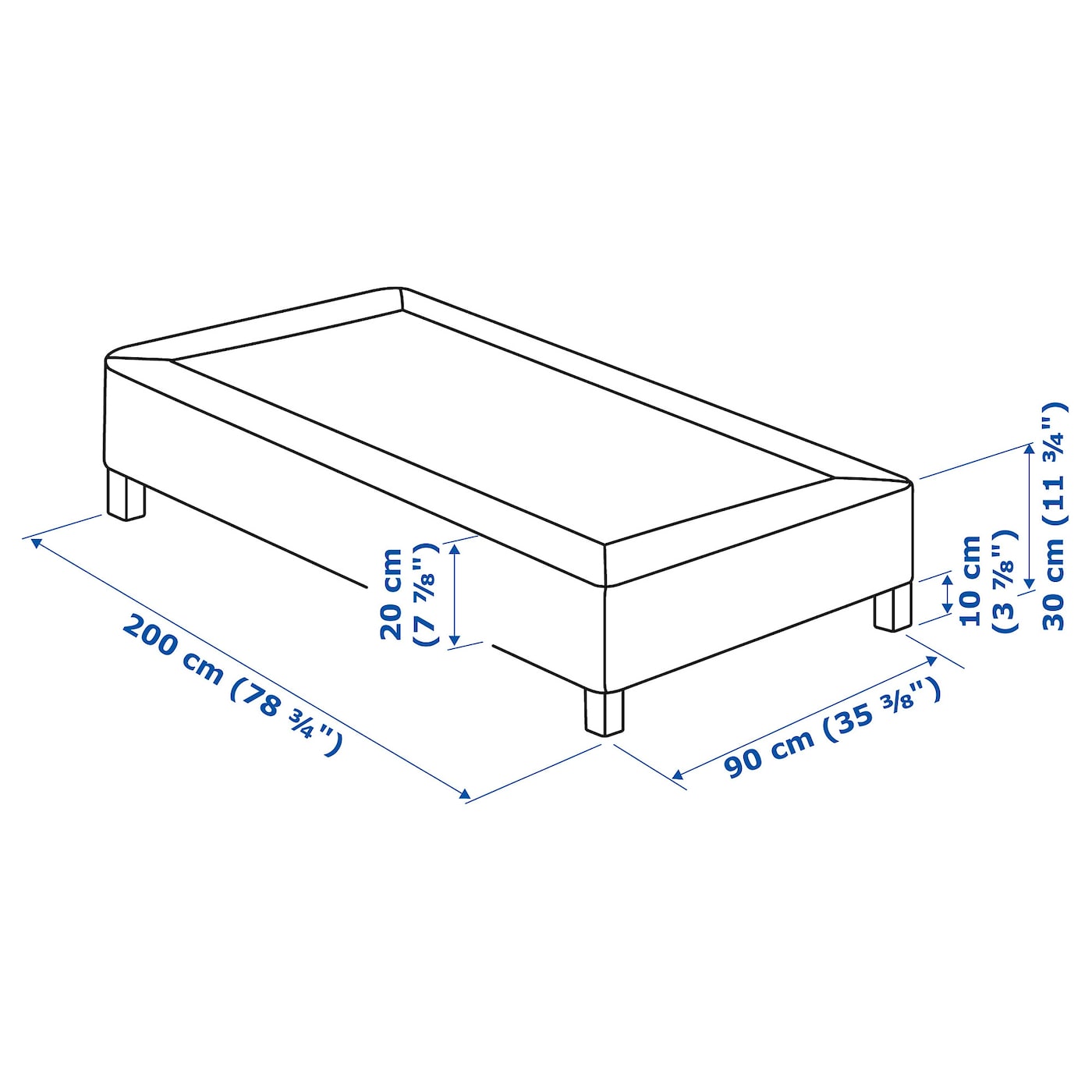 IKEA ESPEVÄR Boxspring mit Beinen dunkelgrau 90x200 cm Kauf eins, bekomm eins gratis