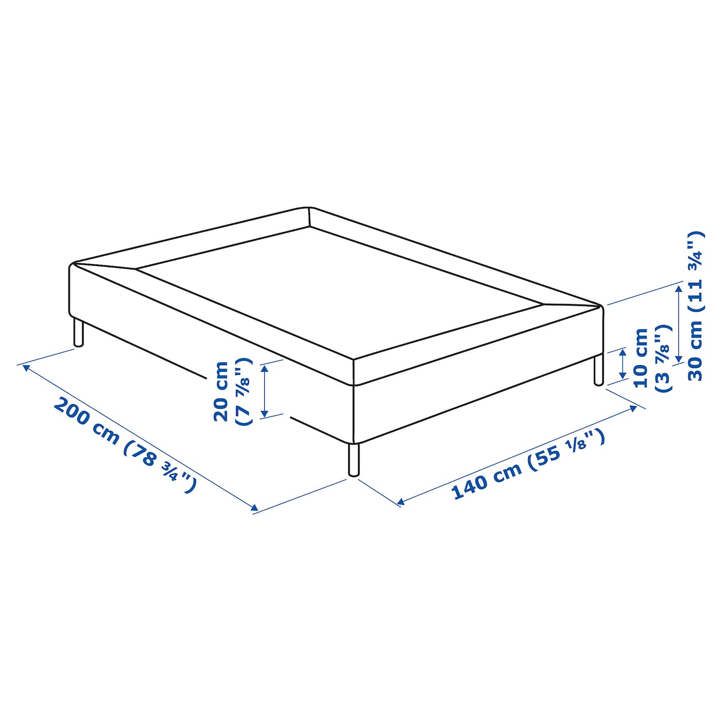 IKEA ESPEVÄR Boxspring mit Beinen weiß 140x200 cm Neueste Stile
