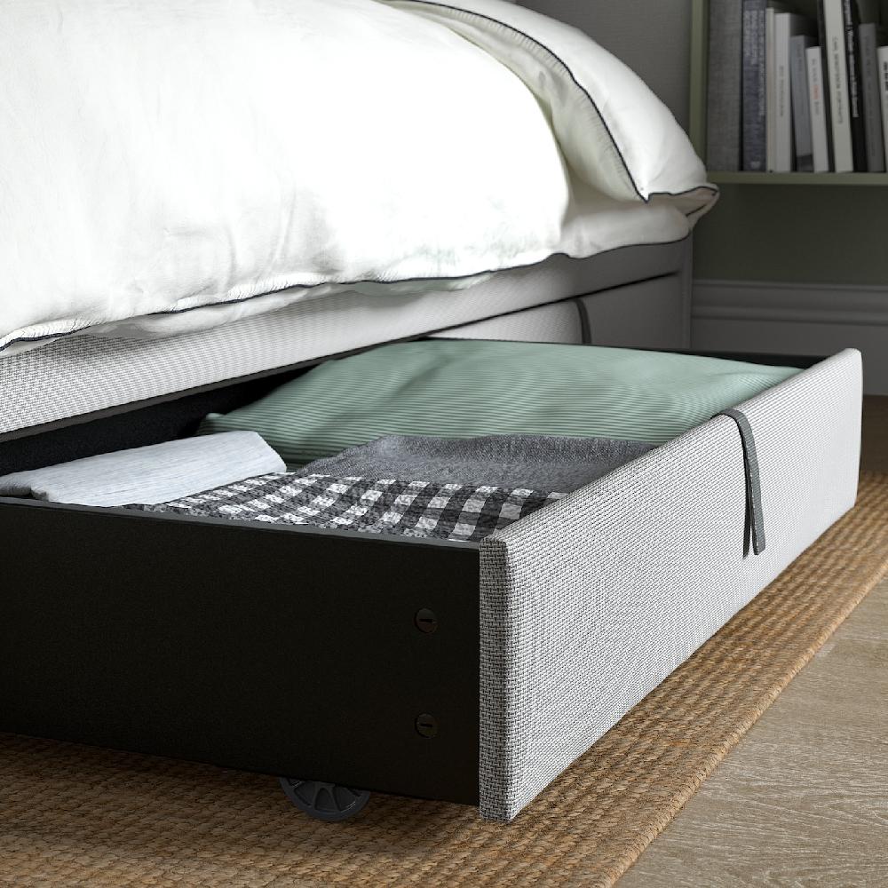 IKEA GLADSTAD Bettkasten gepolstert Kabusa hellgrau 200 cm 2025