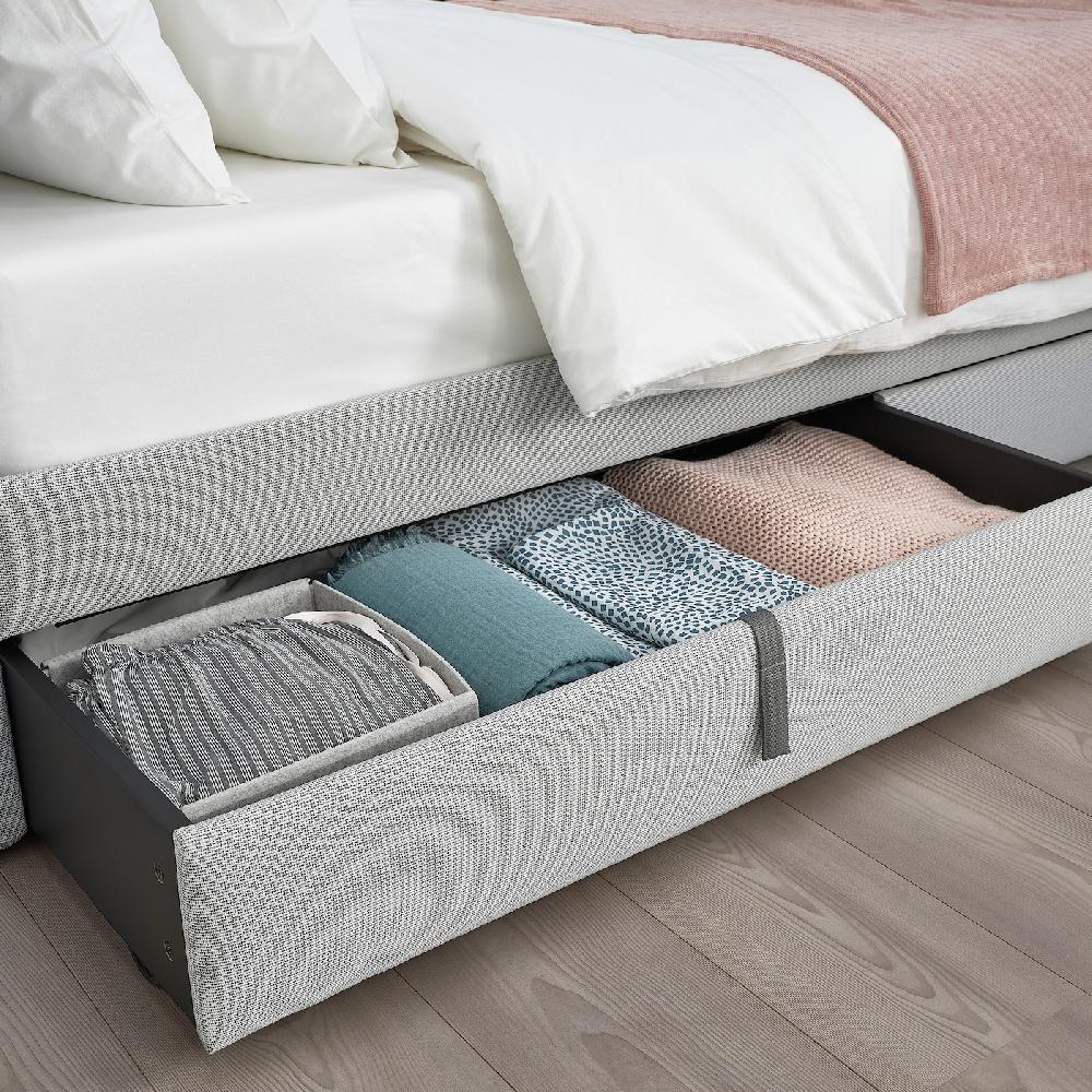 IKEA GLADSTAD Bettkasten gepolstert Kabusa hellgrau 200 cm 2025