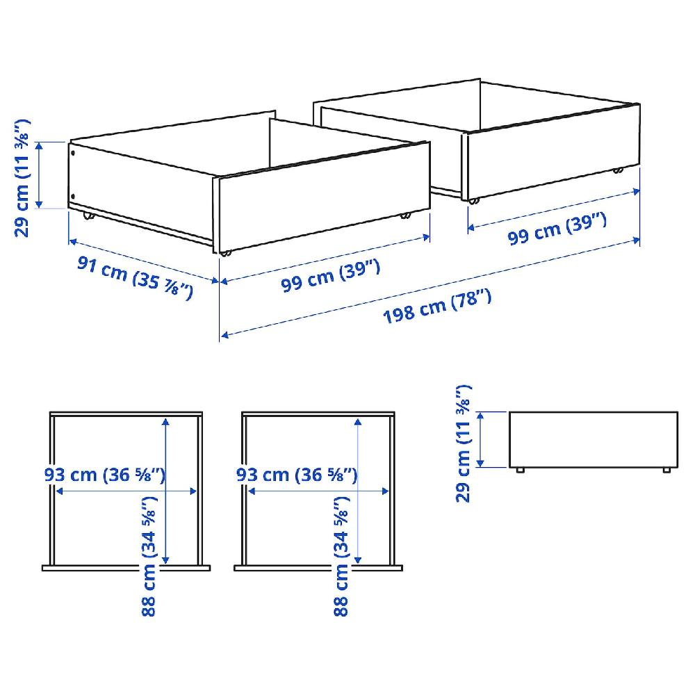 IKEA SMYGA Bettkasten hellgrau 99x91x29 cm Online
