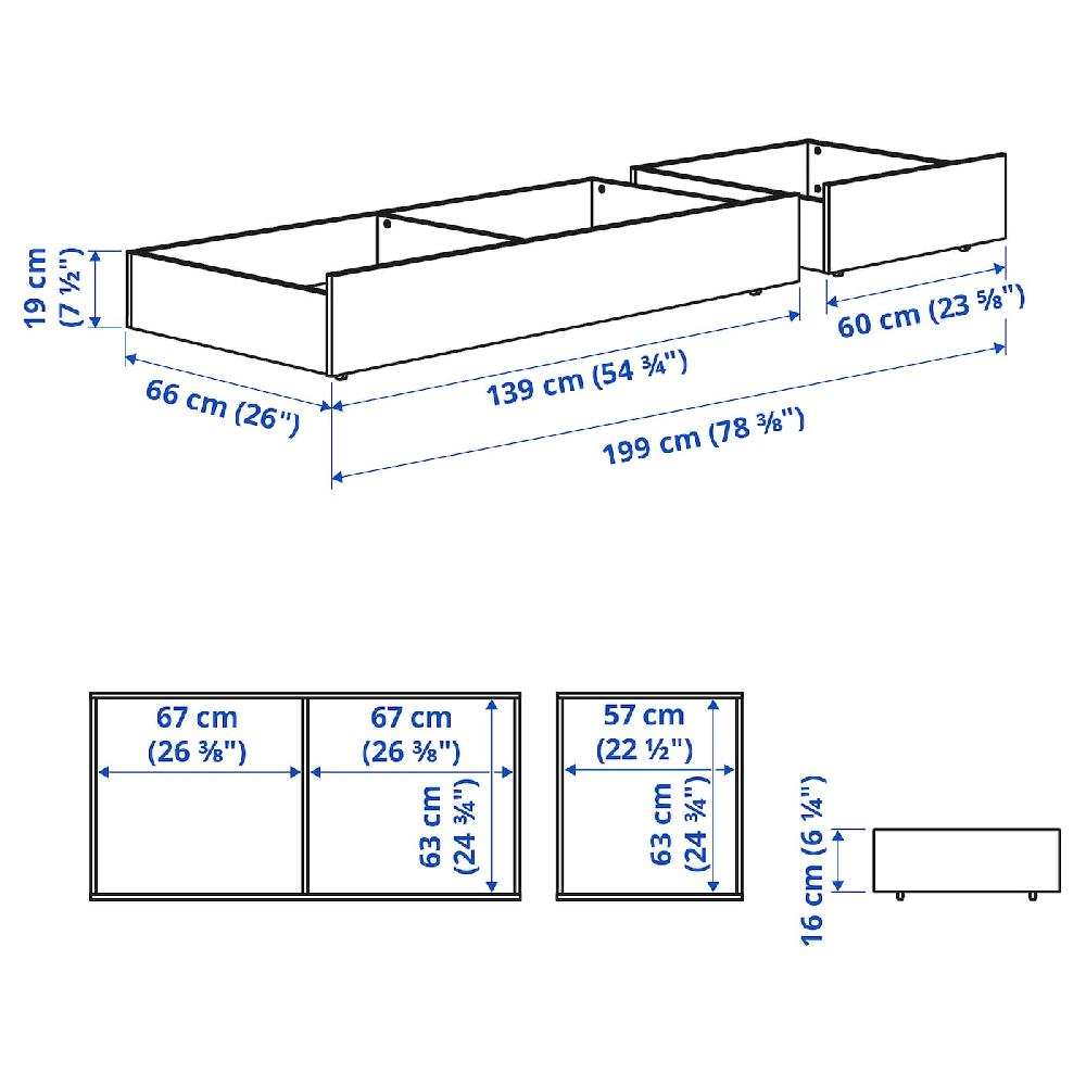 IKEA HEMNES Bettkasten 2er-Set weiß gebeizt 200 cm Outlet