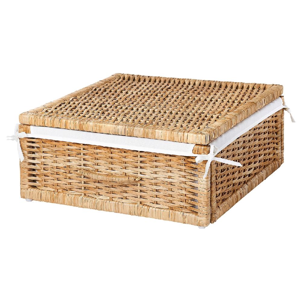IKEA TOLKNING Korb Handarbeit Rattan 50x43x19 cm