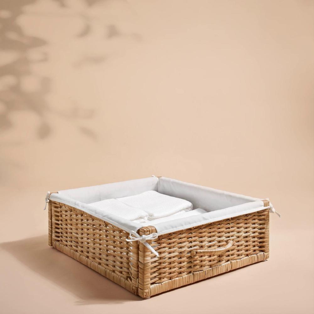 IKEA TOLKNING Korb Handarbeit Rattan 50x43x19 cm Verkauf
