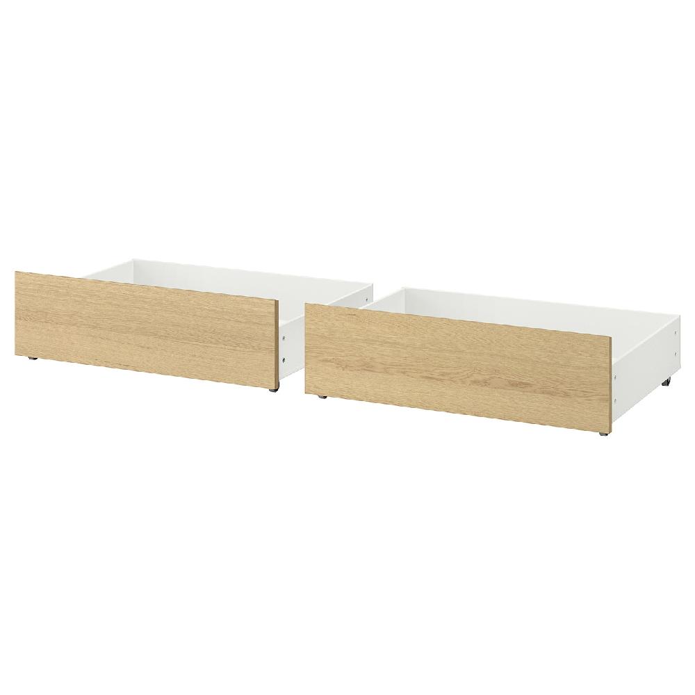 IKEA MALM Bettkasten für Bettgestell hoch Eichenfurnier weiß lasiert 200 cm