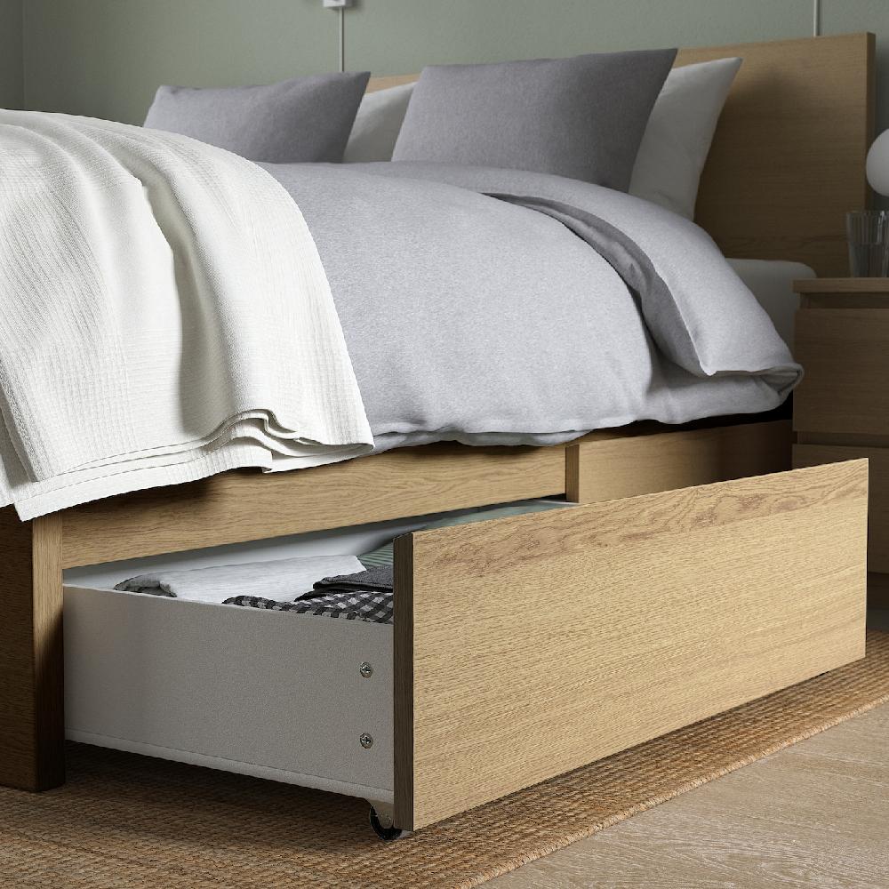 IKEA MALM Bettkasten für Bettgestell hoch Eichenfurnier weiß lasiert 200 cm Fabrik Onlineshop