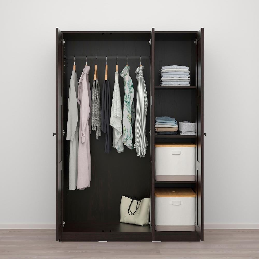 IKEA RAKKESTAD Kleiderschrank mit 3 Türen schwarzbraun 117x176 cm Neuheiten