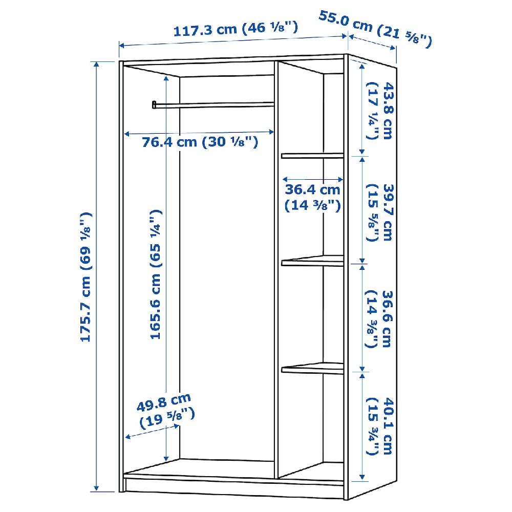 IKEA RAKKESTAD Kleiderschrank mit 3 Türen schwarzbraun 117x176 cm Neuheiten
