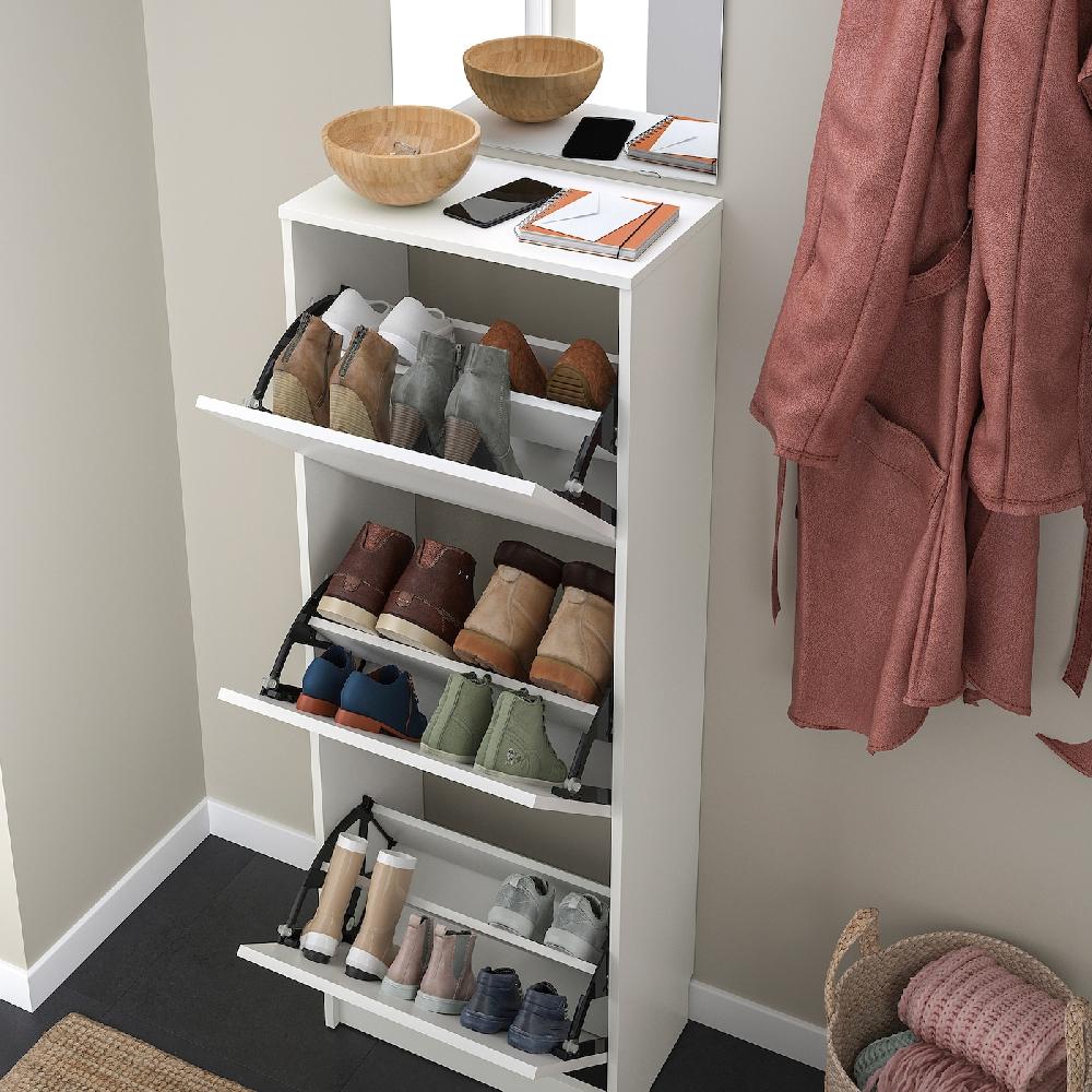 IKEA BISSA Schuhschrank 3 Fächer weiß 49x28x135 cm Neueste Stile