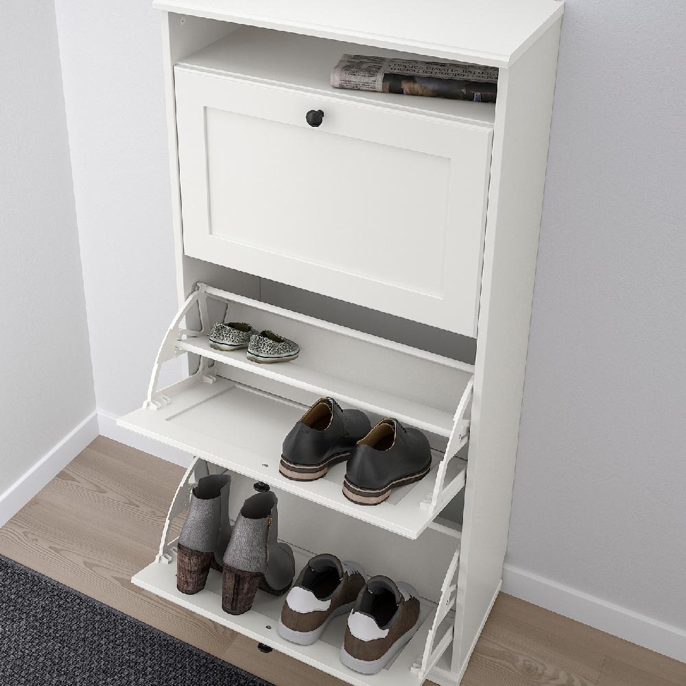 IKEA BRUSALI Schuhschrank 3 Fächer weiß 61x30x130 cm Letzte 2 Tage