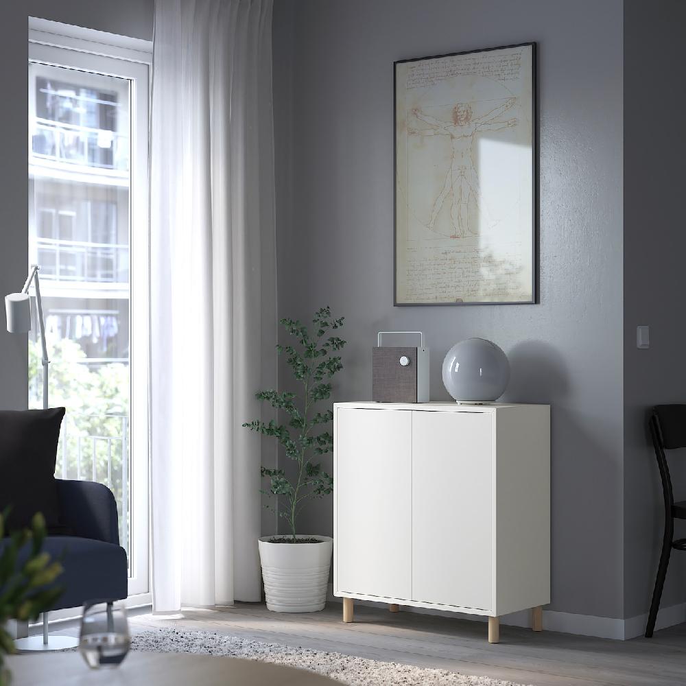 IKEA EKET Schrankkombination/Beine weiß/Holz 70x35x80 cm Sonderangebot der Fabrik