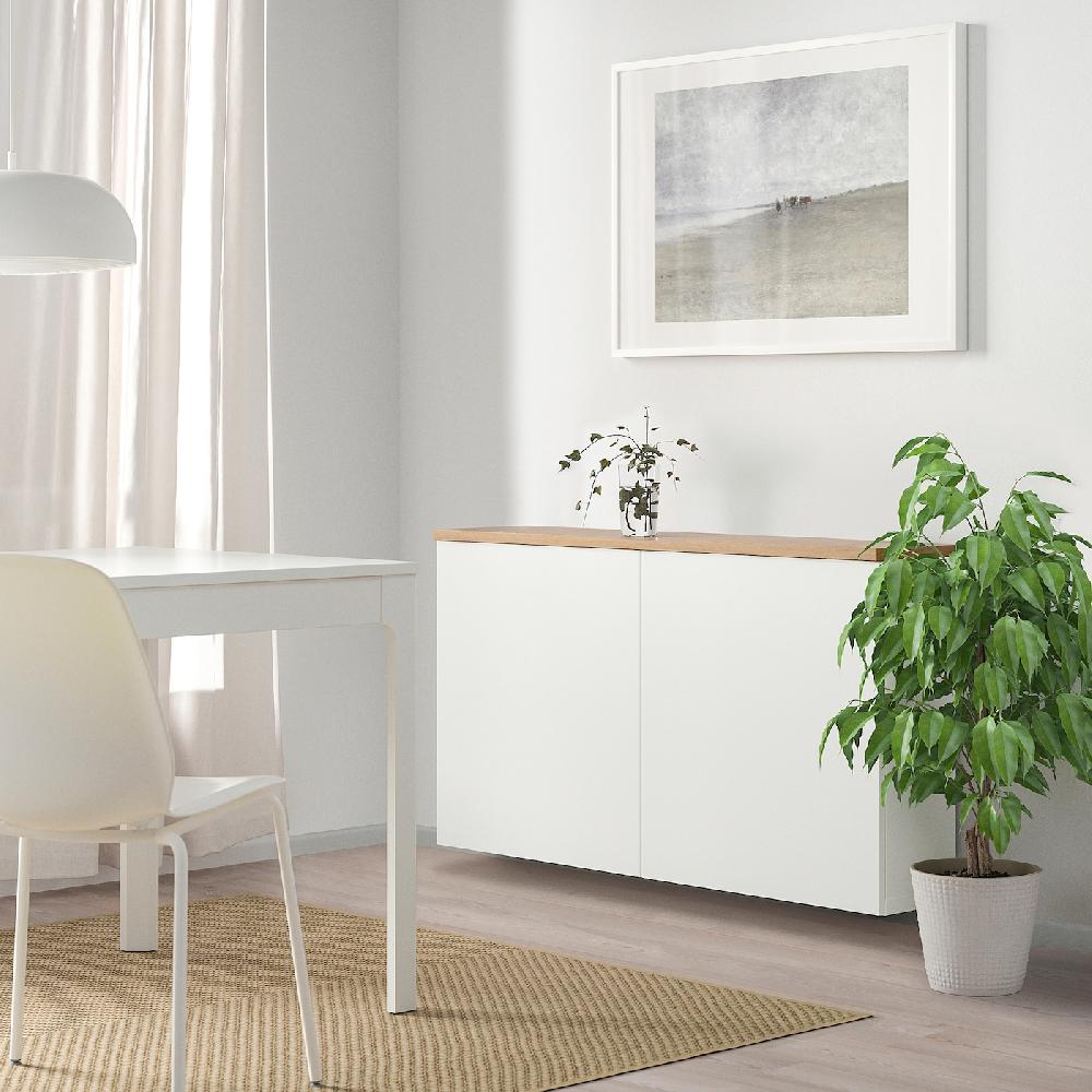 IKEA BESTÅ Schrankkombination für Wandmontage weiß Lappviken/Eichenfurnier 120x22x66 cm Fabrikladen