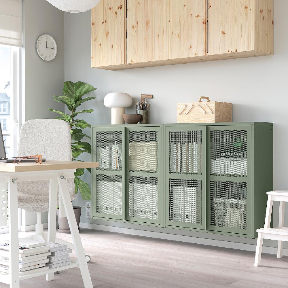 IKEA IVAR Schrank mit Türen graugrün Netz 160x30x83 cm Begrenzt auf 3 Tage