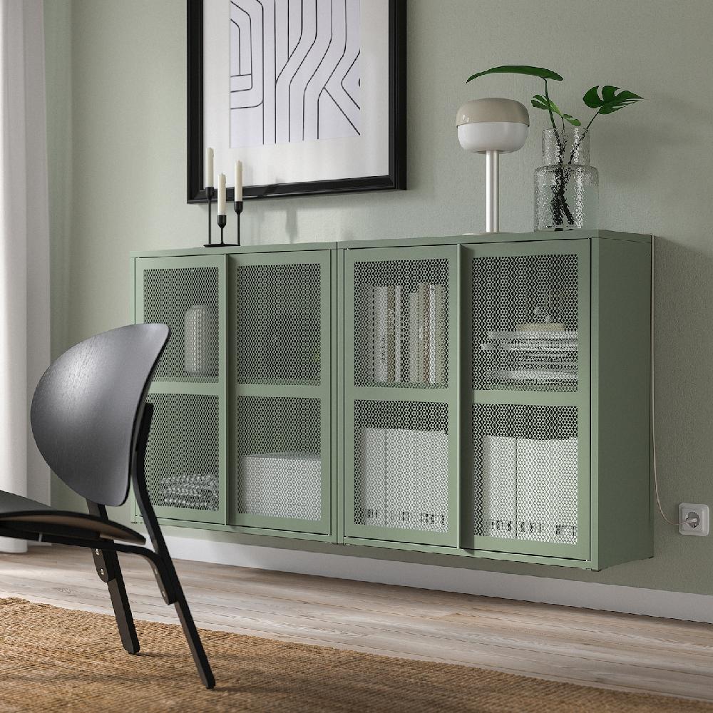 IKEA IVAR Schrank mit Türen graugrün Netz 160x30x83 cm Begrenzt auf 3 Tage